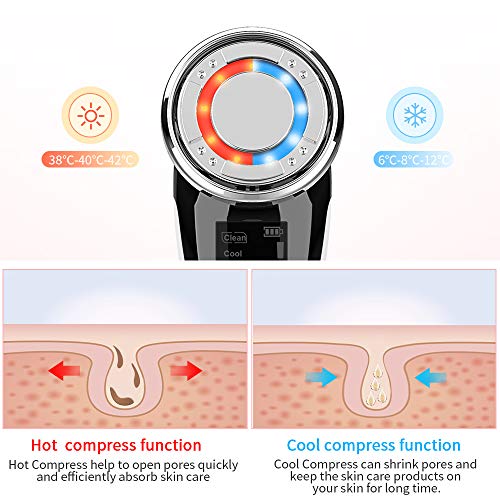 ANLAN Masajeador Facial Instrumento Multifuncional con Frío Calor Fototerapia Roja y Azul para Antiarrugas, Anti-envejecimiento, Limpieza Profunda, Cuidado Facial