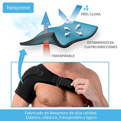 Anoopsyche Hombrera Ajustable, Hombro Apoyo Transpirable de Neopreno, Dolor en el Hombro, Hombros Artríticos, Prevenir y Restaurar Lesiones Deportivas, para el Hombro Izquierdo/Derecho, Hombre/Mujer