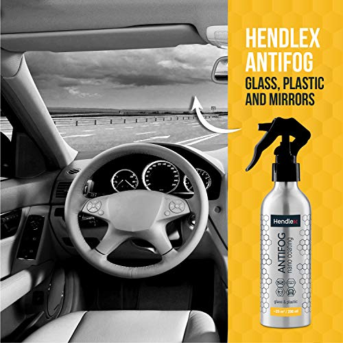 Anti Niebla Spray Antivaho Espejo Baño Coche Ventana Hendlex 100ml | Universal Antiniebla Con kit De Limpieza para Moto y Casa Vaso y Plástica Superficie Casco (200 ml)