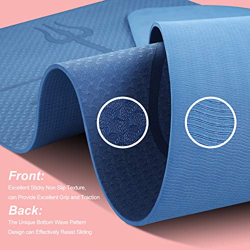 ANVASK Esterilla Yoga Esterilla Fitness Antideslizante Colchoneta Gimnasia, Esterilla Deporte con Materiales TPE ecológicos, Yoga Mat diseñado para Pilates y Fitness físico（Comba Adicional incluida）