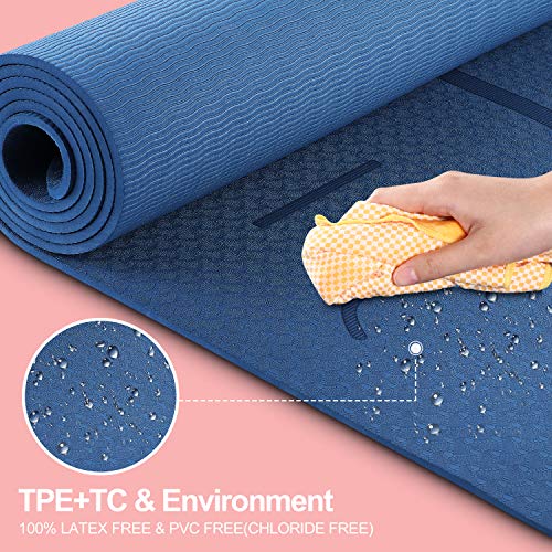 ANVASK Esterilla Yoga Esterilla Fitness Antideslizante Colchoneta Gimnasia, Esterilla Deporte con Materiales TPE ecológicos, Yoga Mat diseñado para Pilates y Fitness físico（Comba Adicional incluida）