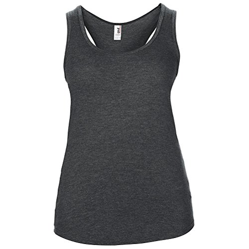 Anvil- Camiseta de Tirantes con Espalda nadadora para Mujer (S) (Gris Oscuro Jaspeado)