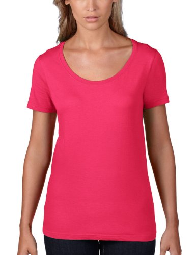 Anvil - Camiseta regular fit con cuello redondo de manga corta para mujer, color Rosa (Hpk-Hot Pink), talla 42/44 (talla fabricante: L)
