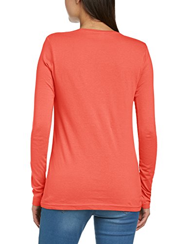 Anvil - Camiseta Regular fit con Cuello Redondo de Manga Larga para Mujer, Talla 38, Color Rojo (Cor Coral)