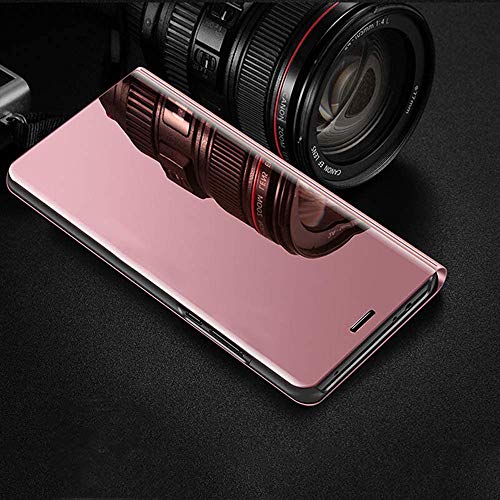 ANWEN Para Samsung Galaxy Note 20 Ultra Funda, Translúcido Espejo Standing Cover Slim Fit Anti-Shock Anti-Rasguño Mirror 360°Protectora Flip Funda para Samsung Galaxy Note 20 Ultra-Oro Rosa