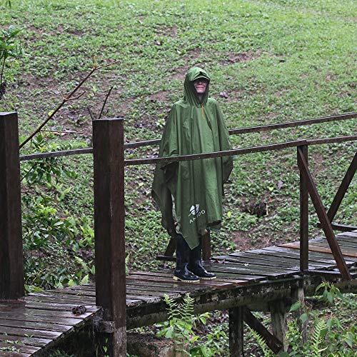 Anyoo Poncho de Lluvia Reusable de Ripstop transpirante Ligero a Prueba de Agua Multiuso Impermeable con Capucha de Lona de Tienda de Campaña Ideal para el Aire Libre Campamento Excursionismo y Pesca