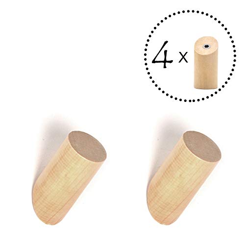 ANZOME Percha Pared Madera, Gancho Madera De 4 Piezas, Gancho Pared Madera para Colgar Abrigos, Gorros, Bufandas, Chaquetas, Ropa Y Auriculares En El Dormitorio, Sala De Estar, Pasillo (Madera)