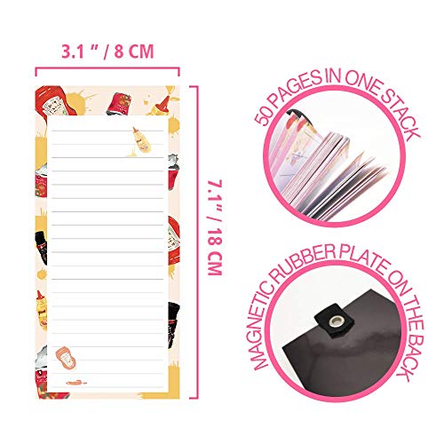 ANZON MORIES - Bloc de notas magnético con soporte elástico para bolígrafo para nevera, taquilla, archivador, recordatorio, lista de compras, lista de tareas, 8 x 18 cm, 50 hojas