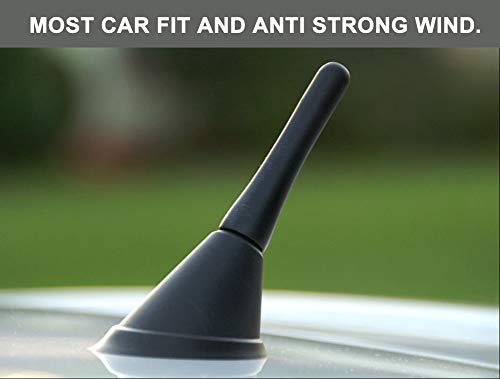 AOBETAK Car Aerial - Antena corta universal de coche, 2,5", pequeño accesorio para radio de coche, entradas FM/AM, tornillos M5 M6, 6,5 cm, color negro