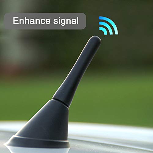 AOBETAK Car Aerial - Antena corta universal de coche, 2,5", pequeño accesorio para radio de coche, entradas FM/AM, tornillos M5 M6, 6,5 cm, color negro