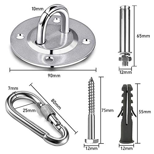 Aoligei Anclaje Para Pared, Ganchos de Techo,Kit de gancho de hamaca ultra duradero de 500 kg de capacidad para columpios, sillas, yoga, múltiples gimnasios interiores y exteriores