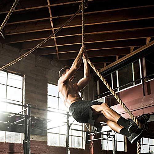 Aoneky Cuerda para Trepar de Yute - 30/40/50mm, 3-9M, Cuerda de Escalada con Mosquetón, Cuerda de Trepa para Crossfit Entrenamiento Gimnasio (30mm×4m)