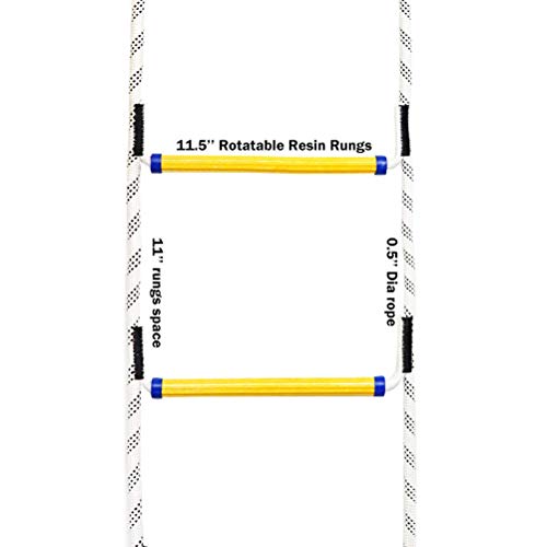 Aoneky Escalera de Cuerda de Escalada para Niños Adultos - Longitud de 1,8M/2,1M/2,4M, Carga de 450kg, Juguete de Escalar para Parque Infantil Jardín, Cuerda de Nylon, Peldaños de Resina (1,8M)