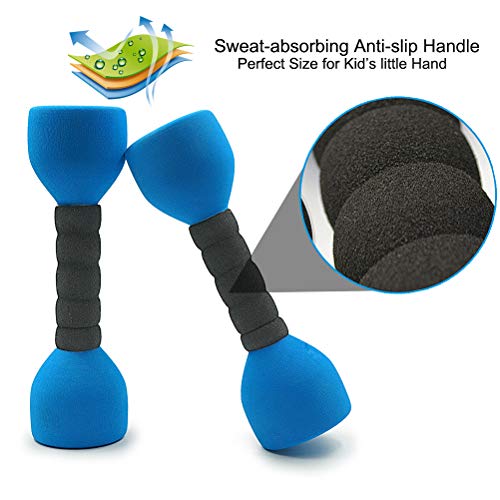 Aoneky Set de Mancuernas - 0.6kg Mancuernas Antideslizantes con Revestimiento de Espuma, Juego de 2 Mancuernas para Entrenamiento Ejercicio Fitness, Accesorios Deportivos para Gimnasio Doméstico, Azul