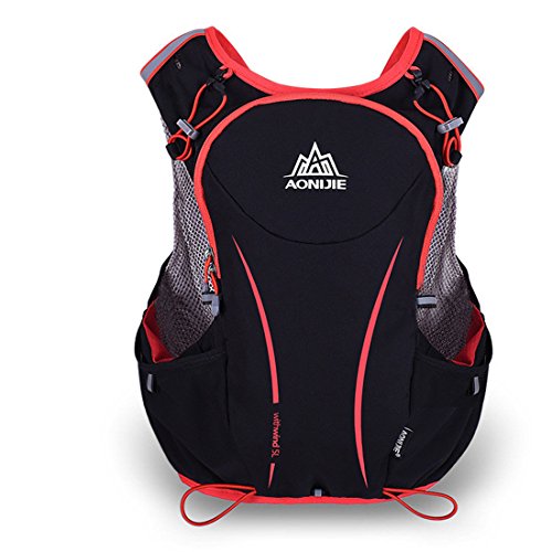 AONIJIE 5L Bolsas de Mochila de Nailon Impermeable, para maratón, Ciclismo, Running Chaleco, Bolsa de Deporte + Bolsa de Agua de hidratación de 1,5 L, S/M