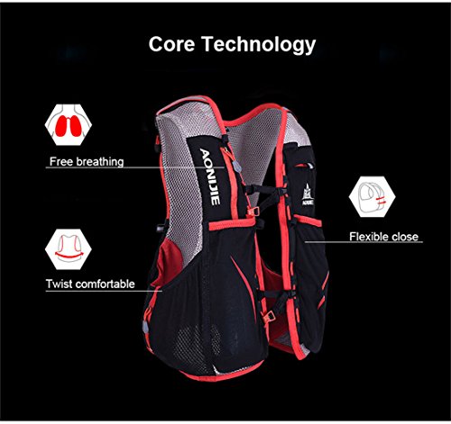 AONIJIE 5L Mochila impermeable de nylon para correr Maratón Bolsas de ciclismo Running Vest Kettle Sport Bag Bolsa de agua de hidratación + 1.5L (L / XL)