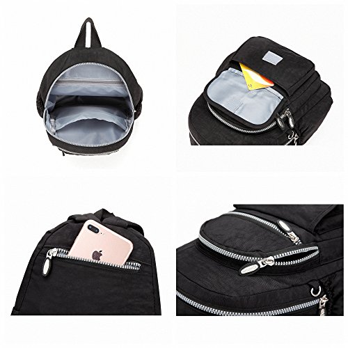 AOTIAN Mujer Mini Nailon Mochilas 7 litros, Negro