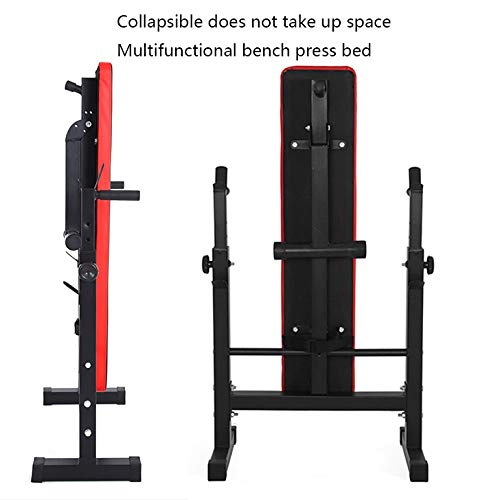 Aparato para sentadillas Press de banca Estante para barra de fitness para hombre Estante multifuncional Soporte ajustable Gimnasio casero en casa Plegable ( Color : Black , Size : 120*58*(80~105)cm )