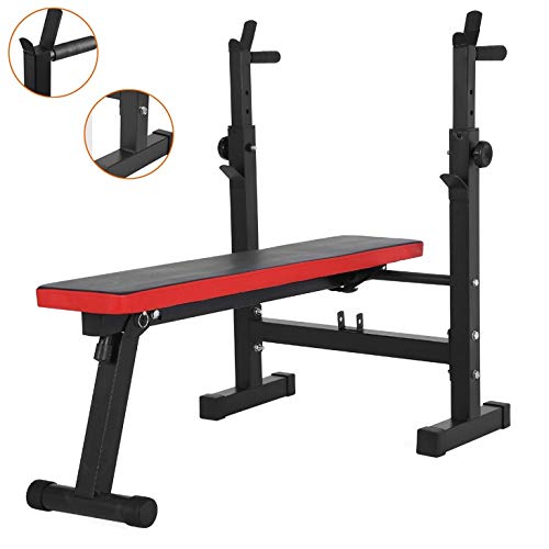 Aparato para sentadillas Press de banca Estante para barra de fitness para hombre Estante multifuncional Soporte ajustable Gimnasio casero en casa Plegable ( Color : Black , Size : 120*58*(80~105)cm )