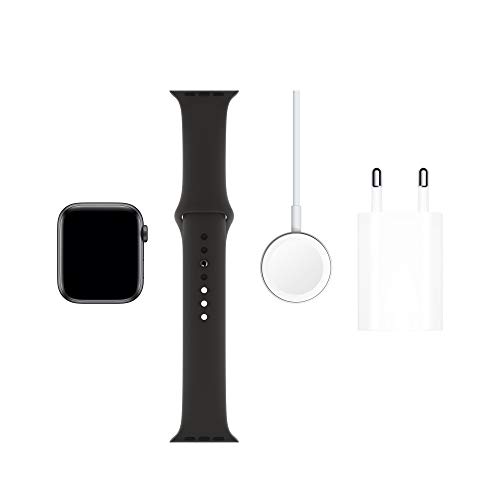 Apple Watch Series 5 (GPS + Cellular, 44 mm) Aluminio en Gris Espacial - Correa Deportiva Negro