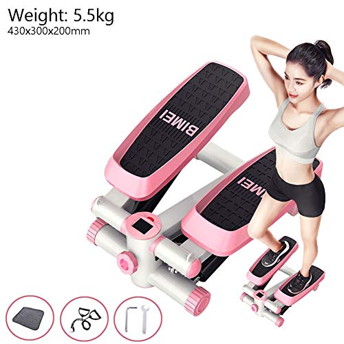 Aprilhp Mini Stepper, Stepper Up-Down Máquina de Step para Fitness, Carga-150KG, Maquinas de Gimnasio para Casa, Stair Stepper con Cuerdas de Resistencia para Mujeres y Hombres