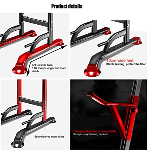 Aprilhp Power Tower Estación de Fondos, Barra de Dominadas y Asas para Flexiones, Torre de Musculación y Fitness Maquina Multifuncion Musculacion, Max-400kg, Negro