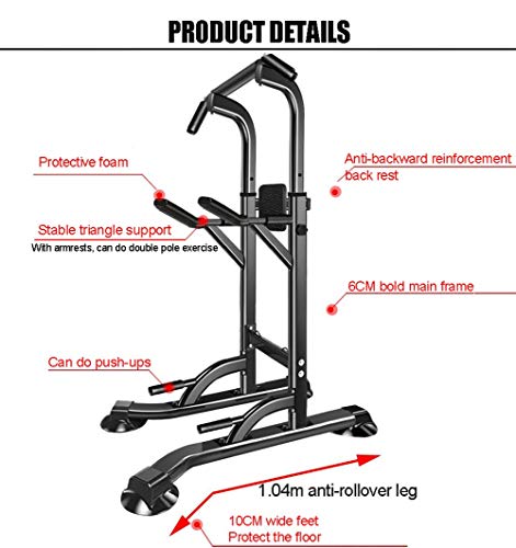 Aprilhp Power Tower Estación de Fondos, Barra de Dominadas y Asas para Flexiones, Torre de Musculación y Fitness Maquina Multifuncion Musculacion, Max-400kg, Negro