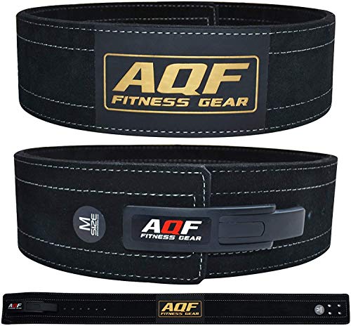 AQF Cinturon Lumbar Gimnasio para Levantamiento De Cinturon Gym Hebilla de Palanca Pesas De Cuero Acolchado De 4" Pulgadas para Musculación De Físico (XL)