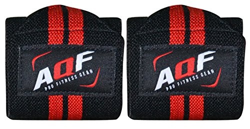 AQF Muñequera para Levantamiento de Pesas de Potencia Muñequeras Gym de Soporte para el Puño para Entrenamiento de Gimnasio (Vendido como Par)