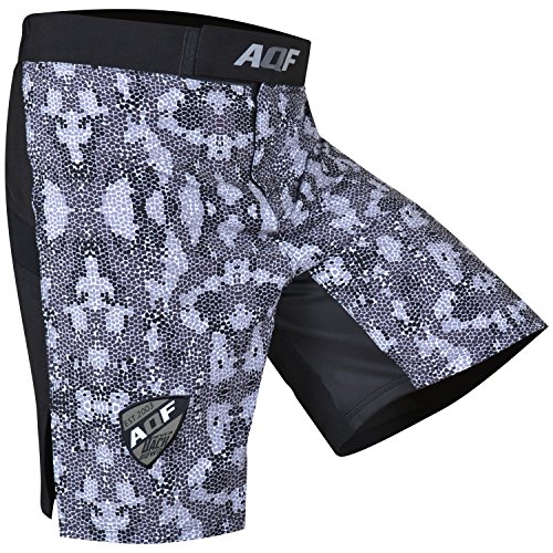 AQF Shorts Deportivos Hombre para MMA Combate Pantalones Muay Thai para Kick Boxing para Lucha En Jaula Shorts Tipo Camuflar Grises