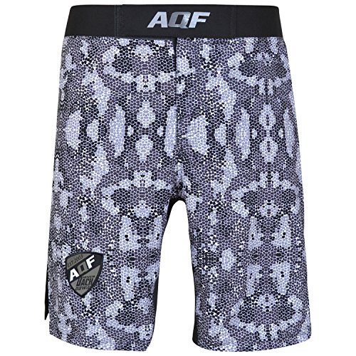 AQF Shorts Deportivos Hombre para MMA Combate Pantalones Muay Thai para Kick Boxing para Lucha En Jaula Shorts Tipo Camuflar Grises