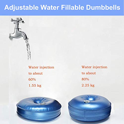 AQOTER Juego de Mancuernas Ajustables de Agua para Pesas de Gimnasia Ajustables para Hombres y Mujeres (Blue-5-20kg)