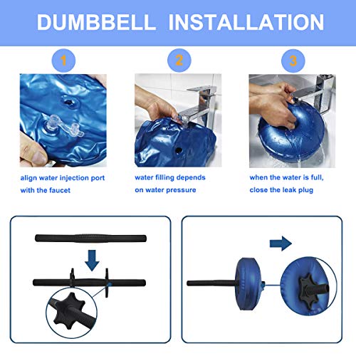 AQOTER Juego de Mancuernas Ajustables de Agua para Pesas de Gimnasia Ajustables para Hombres y Mujeres (Blue-5-20kg)