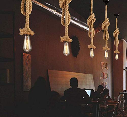 Araña de araña de cuerda de cáñamo estilo retro sala de estar comedor bar balcón/lámparas no incluyen bombillas (1 luz)