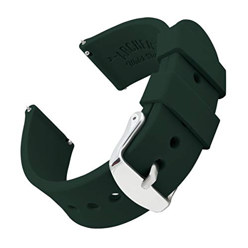 Archer Watch Straps | Repuesto de Correa Reloj de Silicona para Hombre y Mujer, Caucho Fácil de Abrochar para Relojes y Smartwatch | Verde Británico de Competición, 20mm