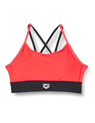 ARENA Damen Sport BH Light Support Gym Cross Straps Sujetador Deportivo, Mujer, Rojo Fluorescente/Negro, Extra-Small