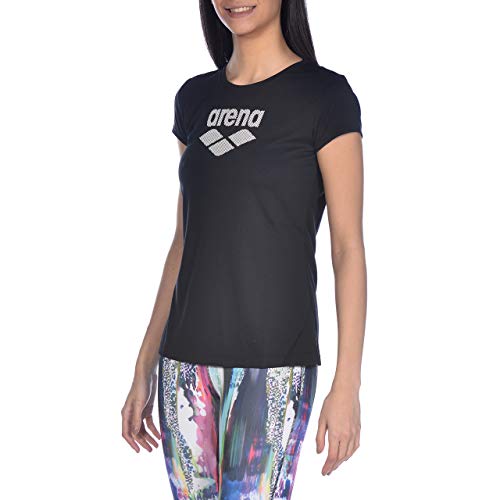 Arena W S/S Camiseta De Manga Corta Mujer Gym Logo, Black, L