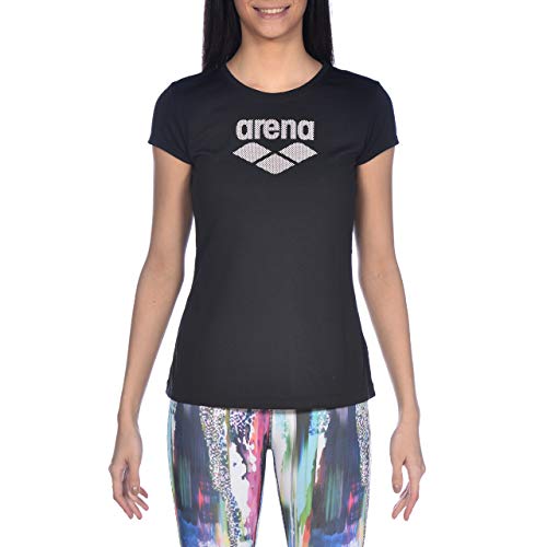 Arena W S/S Camiseta De Manga Corta Mujer Gym Logo, Black, L