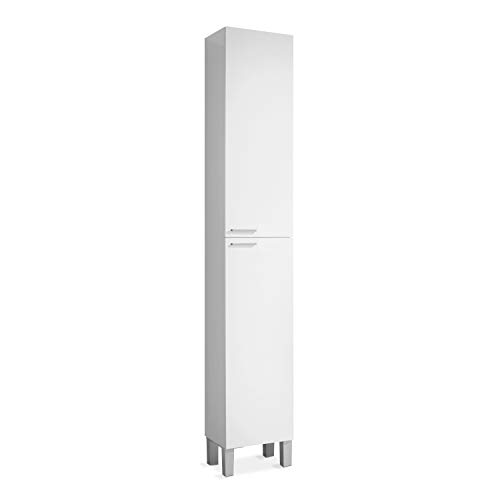 ARKITMOBEL 305260BO, Columna de baño Koncept con 2 Puertas y 4 Patas, Color Blanco Brillo, Medidas: 182 cm (Alto) x 30 cm (Largo) x 25 cm (Fondo)