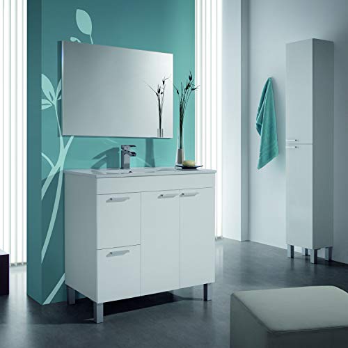 ARKITMOBEL 305260BO, Columna de baño Koncept con 2 Puertas y 4 Patas, Color Blanco Brillo, Medidas: 182 cm (Alto) x 30 cm (Largo) x 25 cm (Fondo)