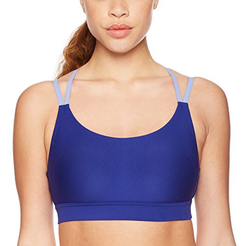 Armour Mid Keyhole Big Logo Sujetador Deportivo para Mujer, Mujer, Bajo Armadura de Equilibrio de Las Mujeres Eclipse bajo, 1307215, Formation Blue (574)/Hierro metálico, XS