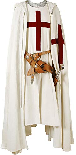 Armour Shop - Capa de caballero medieval con capucha, capa cruzada y recreación de túnica SCA (S-6XL) - - XX-Large