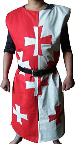 Armour Shop Medieval Knight Crusader 6 Templario Edad Media sin mangas Túnica Capuchón con capucha (S-5XL)