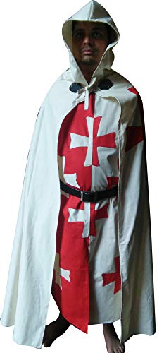 Armour Shop Medieval Knight Crusader 6 Templario Edad Media sin mangas Túnica Capuchón con capucha (S-5XL)