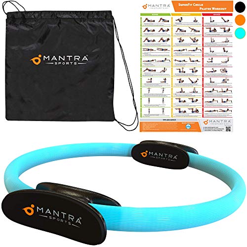 Aro Pilates - Anillo de Pilates Resistencia - Círculo Mágico aparatos para hacer ejercicio casa para abdominales, piernas - los Muslos Internos y Externos – Mejora Fitness y Postura – Poster y Bolsa