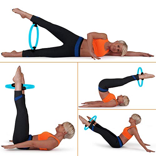 Aro Pilates - Anillo de Pilates Resistencia - Círculo Mágico aparatos para hacer ejercicio casa para abdominales, piernas - los Muslos Internos y Externos – Mejora Fitness y Postura – Poster y Bolsa