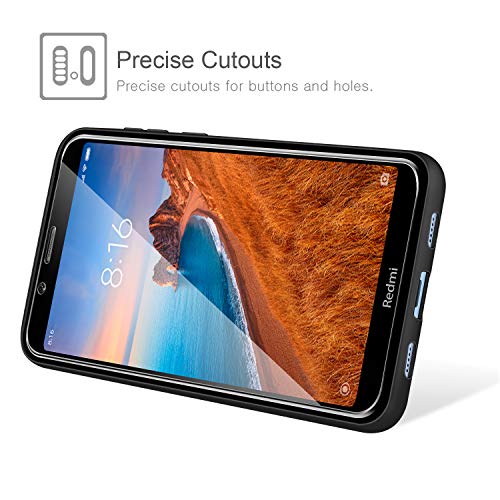 AROYI Funda Xiaomi Redmi 7A & Cristal Templado, Carcasa Silicona TPU Ultra Fina Alta Resistente y Flexibilidad Fundas Cover Caso para Xiaomi Redmi 7A-Negro