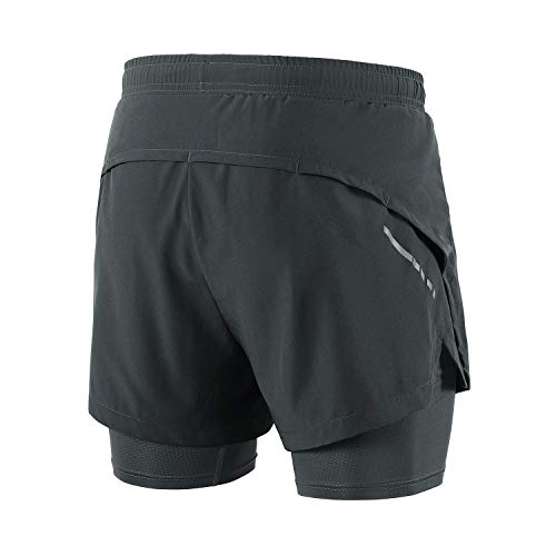 ARSUXEO B202 - Pantalones cortos para correr con cremallera transpirable - Gris - Large
