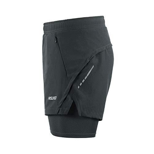 ARSUXEO B202 - Pantalones cortos para correr con cremallera transpirable - Gris - Large