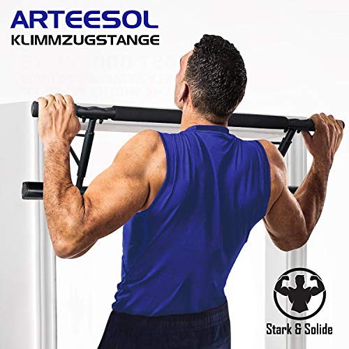 arteesol – Barra de dominadas para marco de puerta, marco de puerta prémium para colgar sin tornillos y sin resbalones, barra de sujeción antideslizante, para entrenamiento corporal, hasta 130 kg, 002